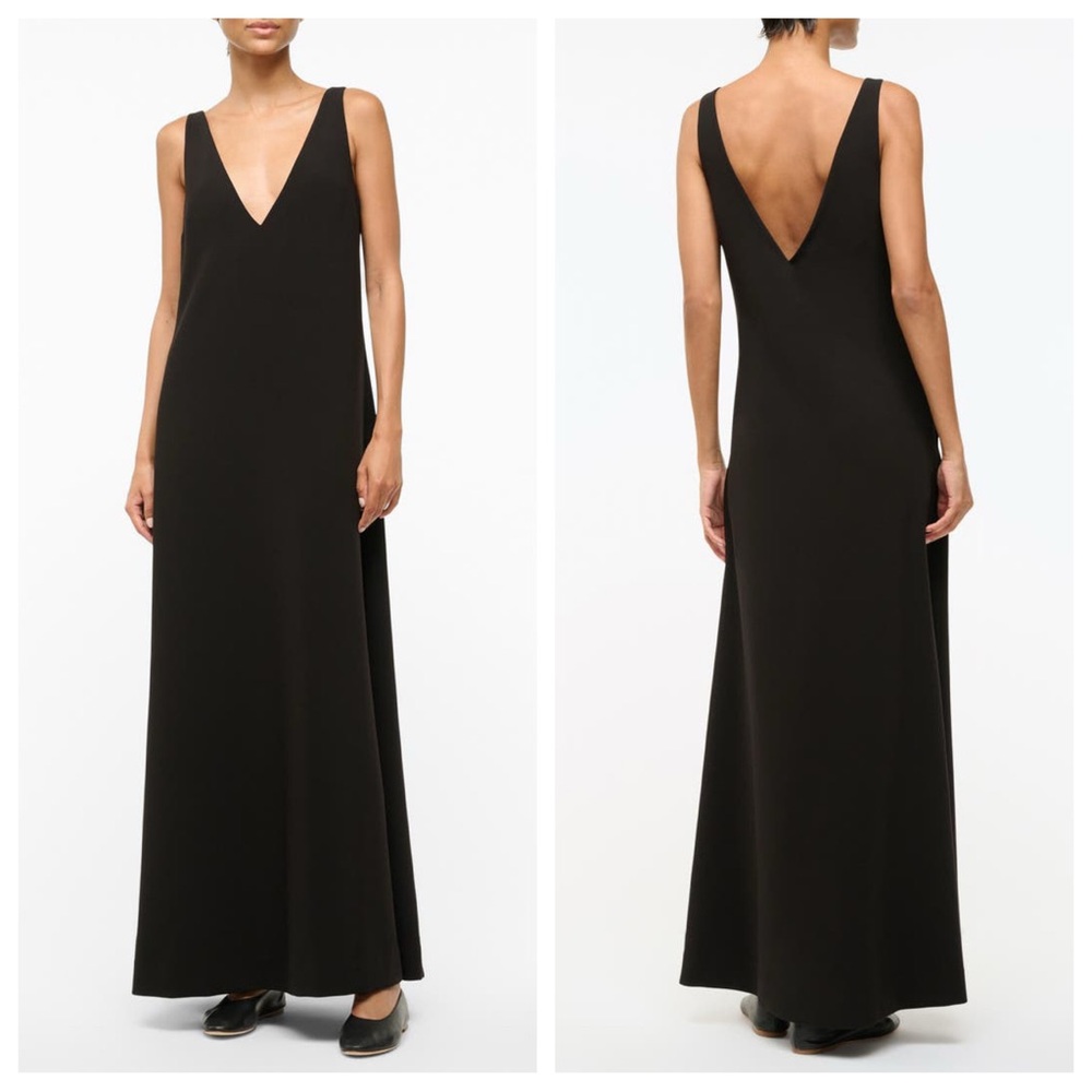 Staud Zora black plunge neck maxi gown dress - Picture 2 of 9